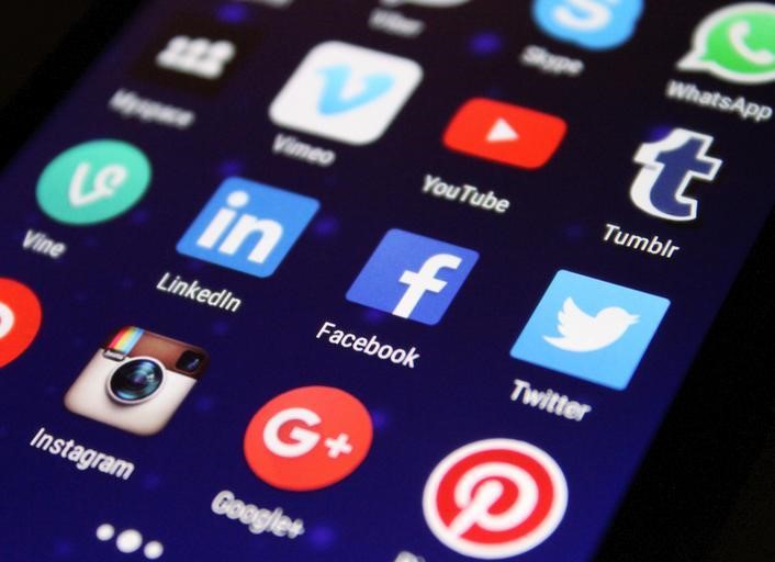 A close-up view of various online platforms that can be used for marketing