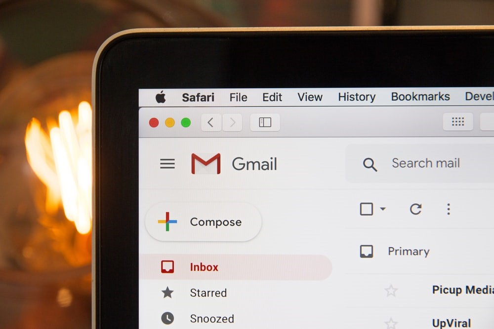 An open Gmail inbox